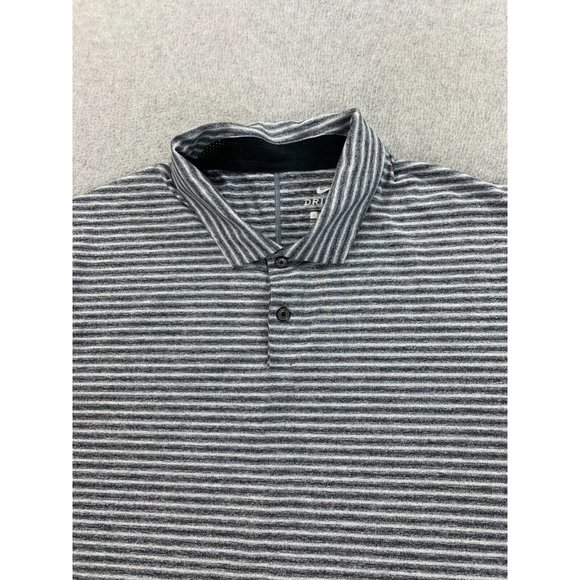 Nike Dri Fit Tiger Woods Striped Short Sleeve Golf Shirt (Men's Large) Gray - Picture 2 of 11